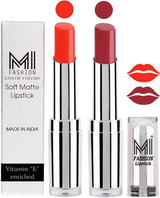 

MI Fashion Color Riche Creme Matte Sexy Lipsticks(Orange Crush,Brown Raisin)