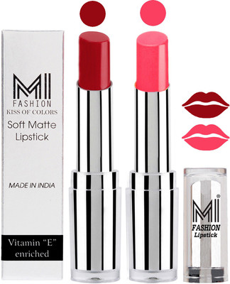 

MI Fashion Color Riche Creme Matte Sexy Lipsticks(Dry Red,Peach)