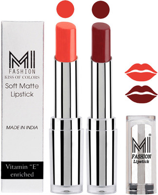 

MI Fashion Color Riche Creme Matte Sexy Lipsticks(Coral Glamour,Maroon Rebel)