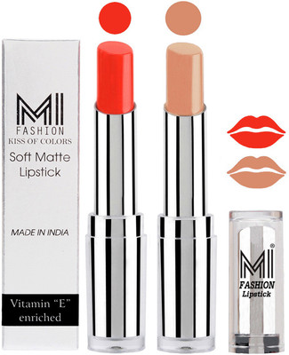 

MI Fashion Color Riche Creme Matte Sexy Lipsticks(Orange Crush,Nude)