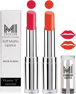 

MI Fashion Color Riche Creme Matte Sexy Lipsticks(Mauve,Brick Red)