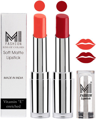 

MI Fashion Color Riche Creme Matte Sexy Lipsticks(Coral Glamour,Dry Red)