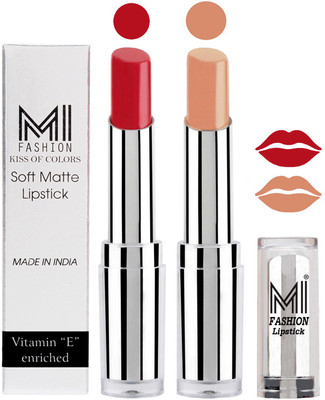 

MI Fashion Color Riche Creme Matte Sexy Lipsticks(Red Alert,Nude)