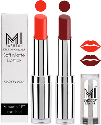 

MI Fashion Color Riche Creme Matte Sexy Lipsticks(Orange Crush,Maroon Rebel)