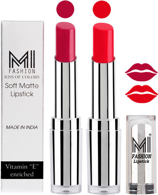 

MI Fashion Color Riche Creme Matte Sexy Lipsticks(Dark Magenta,Reddish Orange)