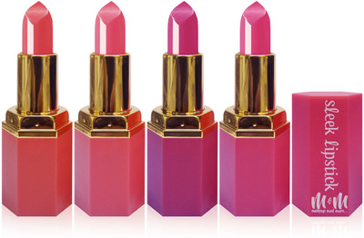 

Sleek matte lisptick cosmetics makeup & more long lasting combo set of 4 color(purple carrat rose pink l pink)