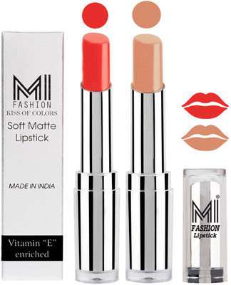 

MI Fashion Color Riche Creme Matte Sexy Lipsticks(Orange Fever,Nude)