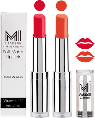 

MI Fashion Color Riche Creme Matte Sexy Lipsticks(Red Bomber,Brick Red)
