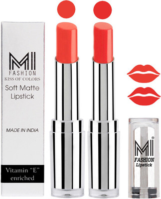 

MI Fashion Color Riche Creme Matte Sexy Lipsticks(Coral Glamour,Orange Fever)