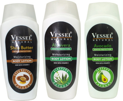 

Vessel Natural Winter Protection Moisturizing Body Lotion With Shea Butter, Aloe Vera & Avacado 200 ml Combo Pack of 3(200 ml)