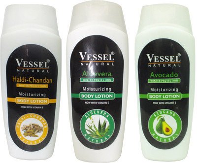 

Vessel Natural Winter Protection Moisturizing Body Lotion With Haldi Chandan, Avocado & Aloe Vera 200 ml Combo Pack of 3(200 ml)