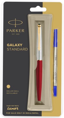 PARKER Galaxy Std Gold Trim (Red Body) Roller Ball Pen(Gold)