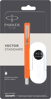 

Parker Vector Stdard Chrome TRim(Fine Nib)Orge+3 free inkcart Fountain Pen