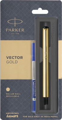 PARKER Vector Stainless Steel Gold Roller Ball Pen(Blue)