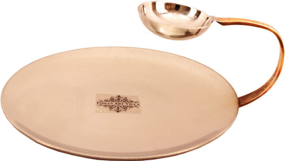 

IndianArtVilla Steel Copper Chip and Dip Flat Tawa 22 cm diameter(Steel, Copper), Brown;silver
