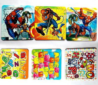 

Art Bundle Spider man & Alphabet Puzzles For Children 9 Piece ( Pack of 6 Puzzles ) | Puzzle Set for Junior Kids to Build Their Mind and Develop Brain(6 Pieces)
