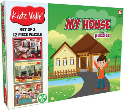 

Kidz Valle My House 3 X 12 Pieces ( Jigsaw Puzzles , Puzzles for Kids, Floor Puzzles ), Puzzles for Kids Age 3 Years and Above. Size: 18.4 cm X 13.3 cm Set of 3 Puzzles(36 Pieces)