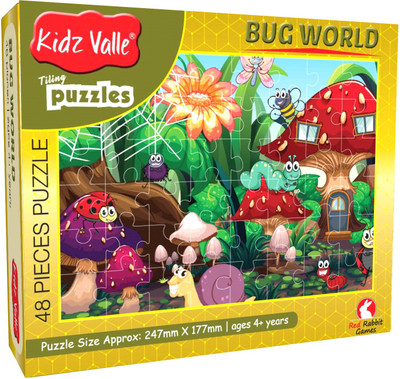 

Kidz Valle Bugworld 48 Pieces Tiling Puzzles (Jigsaw Puzzles, Puzzles for Kids, Floor Puzzles), Puzzles for Kids Age 4 Years and Above.(48 Pieces)
