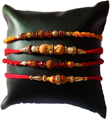 Dms Retail Rudraksh Rakhisc Assorted Rakhi  Set(Pack of 4 Rakhi)
