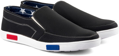 

Tashi Smart Canvas Black Loafers For Men(Black