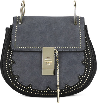 

United Colors of Benetton Women Casual Black, Grey Genuine Leather Sling Bag
