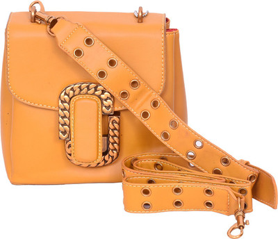 Nitara Women Casual Yellow PU Sling Bag