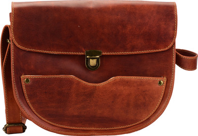 

MANDAVA Women Evening/Party, Casual, Formal, Sports Brown Genuine Leather Sling Bag