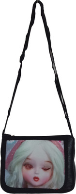 

RAAYA Girls Casual, Evening/Party, Sports Black Polyester, Fabric Sling Bag