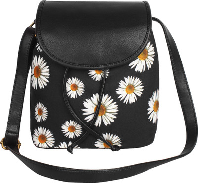 

Lychee Bags Women Casual Black Canvas, PU Sling Bag