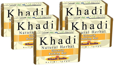 

Khadi Natural Herbal Glycerin Soap Combo Pack of 5 -100 GRAMS EACH(500 g, Pack of 5)