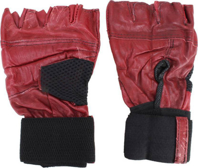 

aroraonlinetraders Leather Gloves with Wrist Supports Cycling Gloves (, Maroon, Multicolor