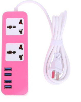 

AltiCare Universal USB Socket 1.8 Meter Long, Flame Retardant 4 USB 2 Socket 2 Socket Surge Protector(Pink)