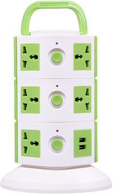 

Impro Tower Spike Buster - Green Colour 3 Floor - 2 USB 11 Socket Surge Protector(White, Green)