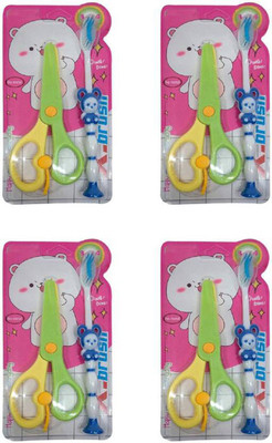 

PELO Baby Toothbrush with Scissors for Boys and Girls, Plastic Edged Scissor with Soft Tooth Brush Soft Toothbrush(Pack of 4)