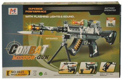 

TOYBIN COMBAT MISSION GUN 4 ARMY WITH FLASHING Lights &SOUND (Black)