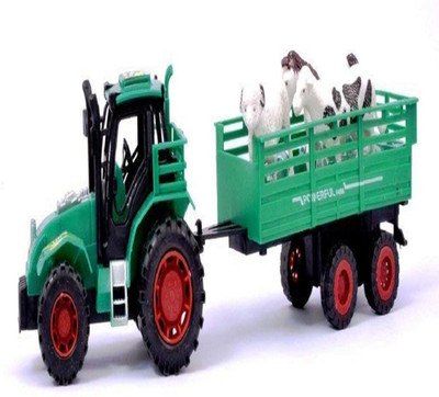 

fashion hub brand ractor Trailer Kid's Toy Truck Playset with 3 Animal Figure | Car Birthday Gift | (Green)(light)