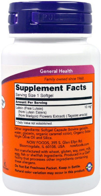 

Now Foods Lutein, 10 mg, 120 Softgels(120 No)