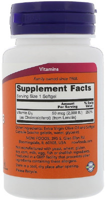 

Now Foods High Potency Vitamin D-3, 2,000 IU, 120 Softgels(120 No)