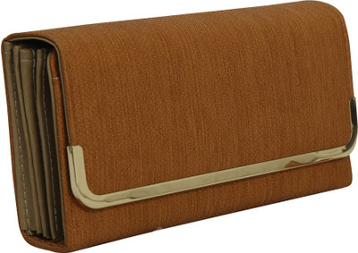 

Quickk Women Brown Artificial Leather, Fabric Wrist Wallet(5 Card Slots)