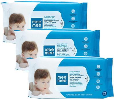 

MeeMee Caring Baby Wet Wipes with Aloe Vera (72 pcs) (Pack of 3) (3 Pieces)(3 Pieces)