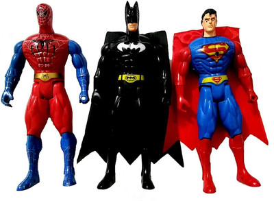 

Reyansh Collection Spiderman, Superman, Batman Super-Hero Figurine Adjustable Body Toy Set of 3(Multicolor)