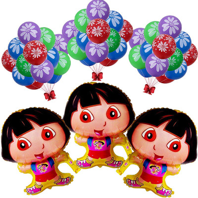 

Masti Zone Printed 3 Pcs Multi Colour Dora18" Foil Balloons + 20 Flower Printed Balloons for Kids Girls Birthday and Baby Shower Theme Party Balloon(Multicolor, Pack of 23)