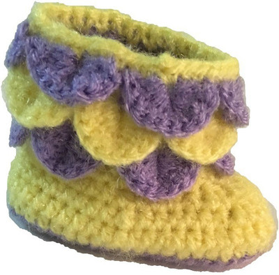 

PeachCherry Baby Soft Booties(Toe to Heel Length - 8 cm Yellow Purple)