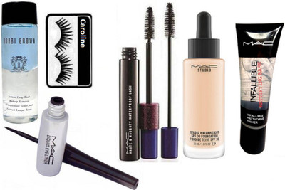

caroline Eyelashes, Waterweight Foundation,Liquid Eyeliner, Haute & Naughty mascara, Mattifying Base Primer, Bobbi Brown makeup remover(Set of 6)