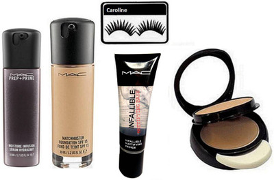 

caroline Eyelashes, Matchmaster Foundation, Mattifying Base Primer, Two Way Compact, Prep + Prime Moisture Infusion Face Serum(Set of 5)