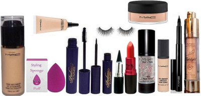 

Styling Sponge Puff & Studio Water weight Foundation & Padma Mascara & Eyeliner & Eyelashes & Stick K & Lady Gaga Lipstick & Select Cover up & Primer & Pro Longwear Concealar & Pen Eyeliner & Loose Powder & Highlighter(Set of 13)