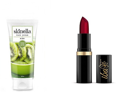

iba halal KIWI FACE SCRUB Scrub (100 g) and A65 ruby touch Moisturizing Lipstick combo(Set of 2)