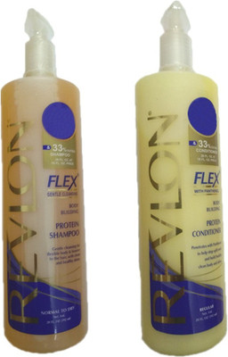 

Revlon 1 FLEX BODY BUILDING PROTEIN SHAMPOO 592 ML FOR BOUNCY HAIR WITH CLEAN AND HEALTHY SHINE+1 FLEX REGULAR PROTEIN CONDITIONER 592 ML(592 ml)