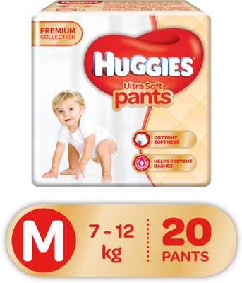 

Huggies Ultra Soft Medium Size Premium Diapers - M(20 Pieces)