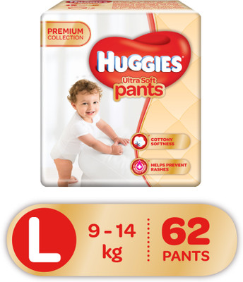 

Huggies Ultra Soft Large Size Premium Diapers - L(62 Pieces)